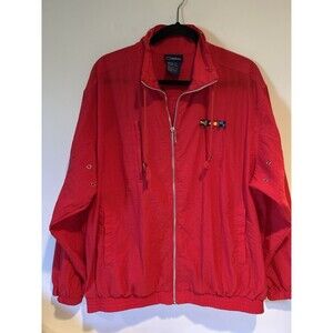 Catalina Sport VTG Nautical Red Jacket Windbreaker Full Zipper W/Pockets Size L